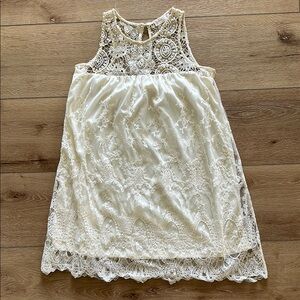 Altar’d State Cream Lace High Neck Halter Shift Dress Size Small